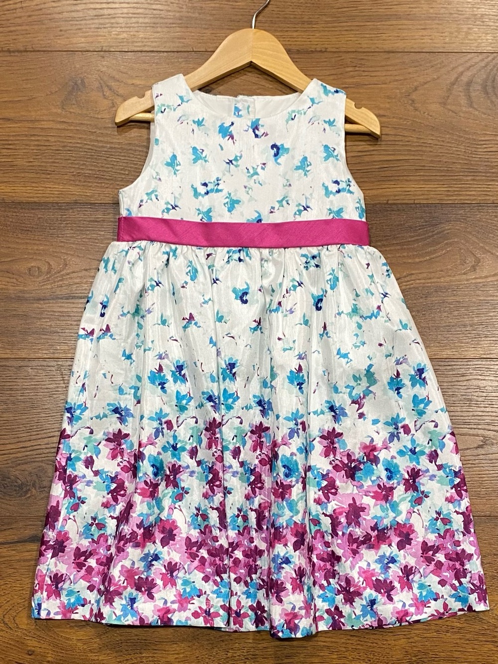 Gymboree Girls “Family Brunch” Magenta, Turquoise and White Sleeveless Dress 5T